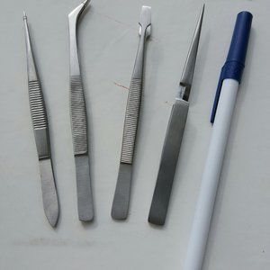 tweezers 4 piece set Stainless Steel 5"